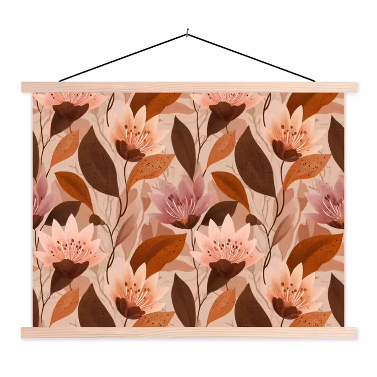 Schoolplaat - Bloemen - Bladeren - Bruin — 1