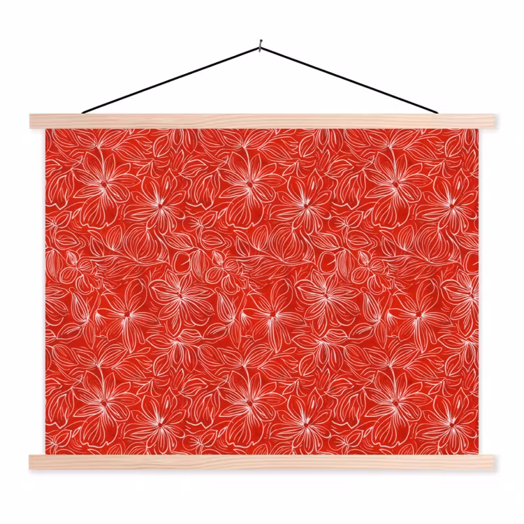 Schoolplaat - Bloemen - Patroon - Rood — 1