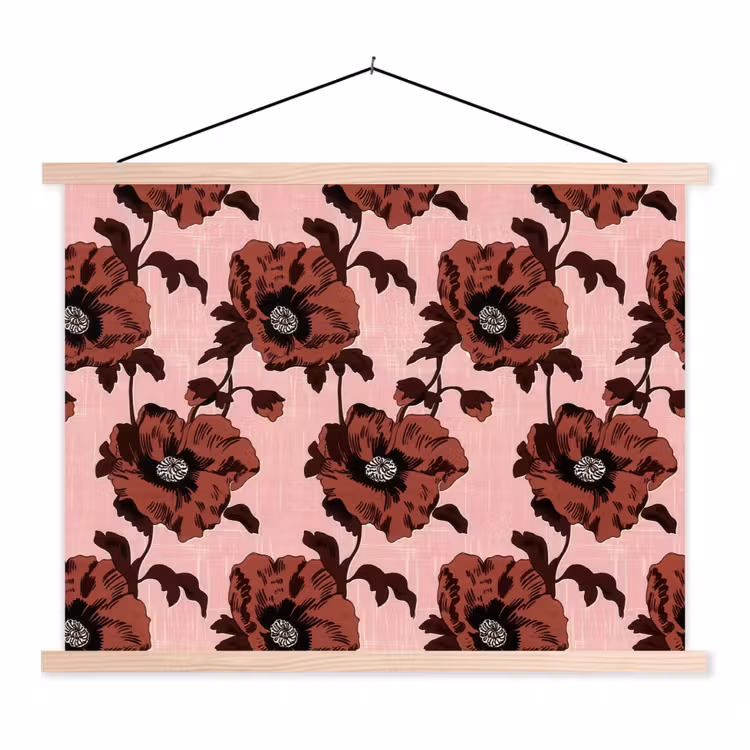 Schoolplaat - Bloemen - Retro - Rood — 1