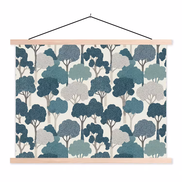 Schoolplaat - Modern - Bomen - Bos - Patroon - Blauw — 1