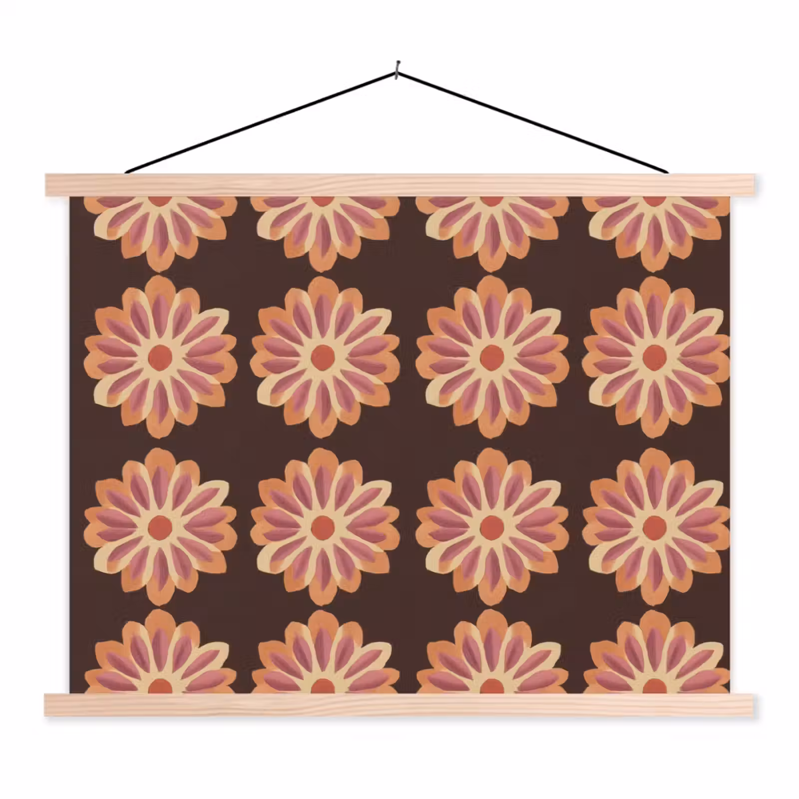 Schoolplaat - Bloemen - Patroon - Bruin — 1