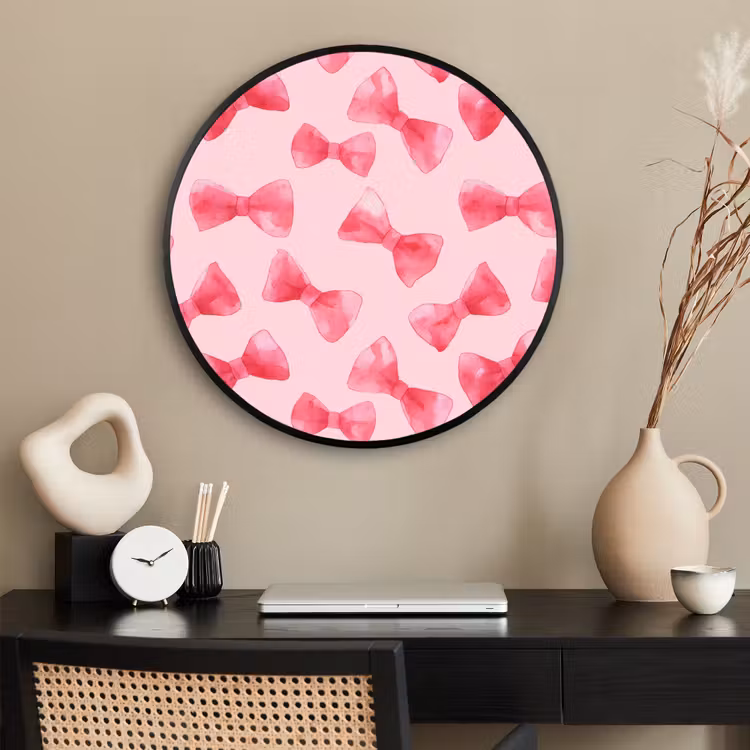 Ronde fotolijst - Strikken - Aquarel - Roze — 2