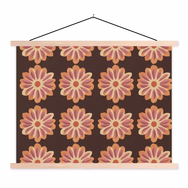 Schoolplaat - Bloemen - Patroon - Bruin — 1