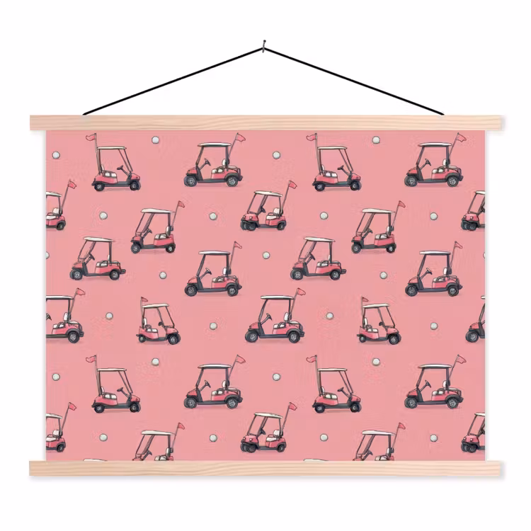 Schoolplaat - Golfkar - Retro - Roze — 1