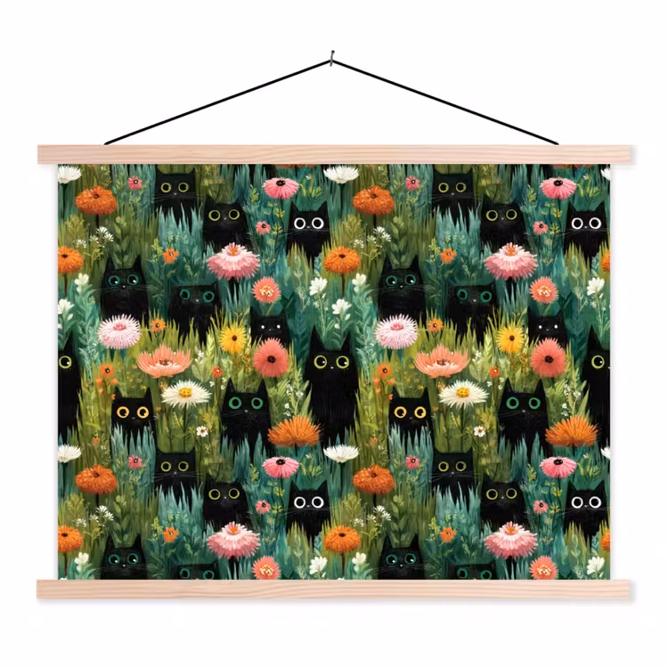 Schoolplaat - Katten - Bloemen - Kleurrijk — 1