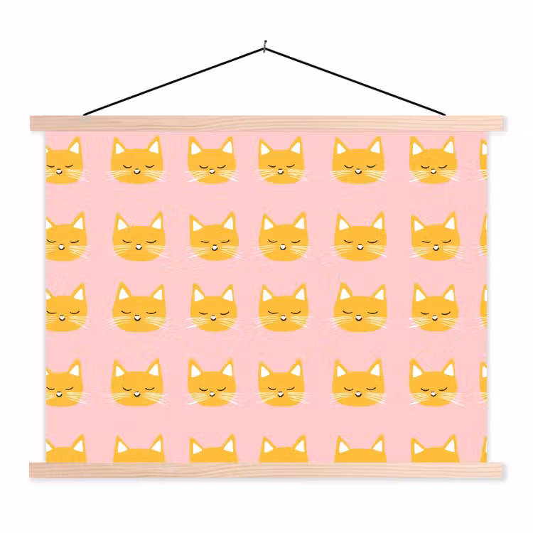 Schoolplaat - Katten - Patroon - Roze — 1