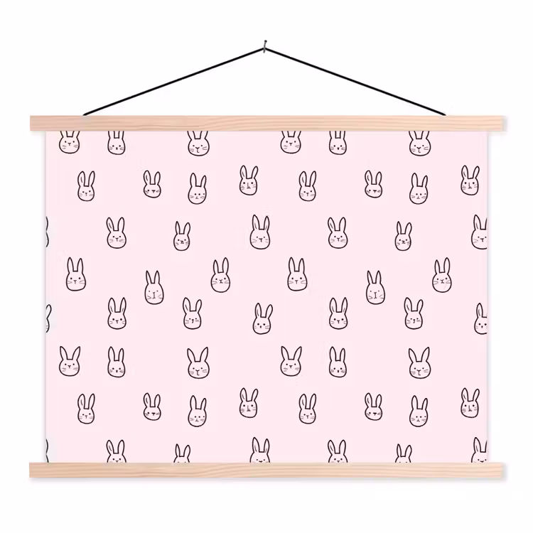 Schoolplaat - Konijnen - Minimalistisch - Roze — 1
