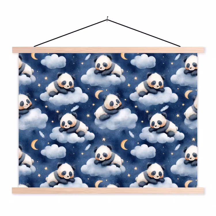 Schoolplaat - Panda's - Slapen - Blauw — 1