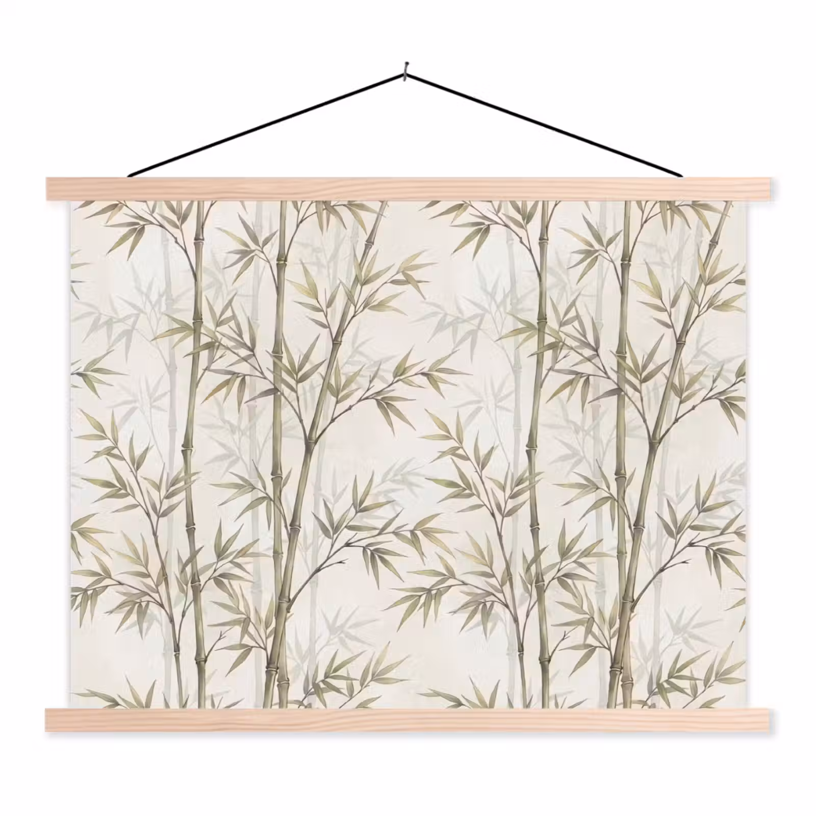 Schoolplaat - Bamboe - Bladeren - Natuur - Aquarel - Groen — 1