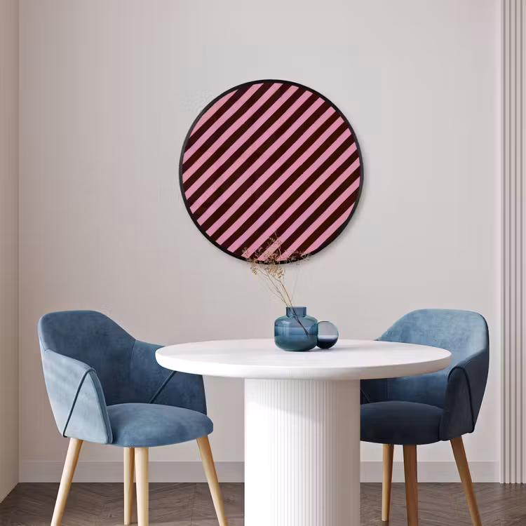 Ronde fotolijst - Strepen - Roze - Bruin — 3