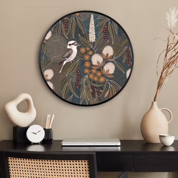 Ronde fotolijst - Vogel - Bladeren - Natuur - Illustratie - Groen — 2