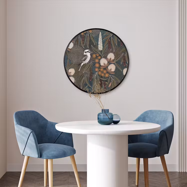 Ronde fotolijst - Vogel - Bladeren - Natuur - Illustratie - Groen — 3