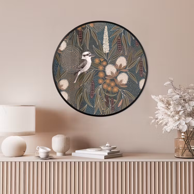 Ronde fotolijst - Vogel - Bladeren - Natuur - Illustratie - Groen — 4