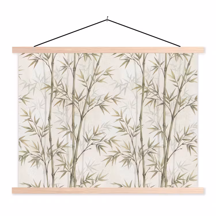 Schoolplaat - Bamboe - Bladeren - Natuur - Aquarel - Groen — 1