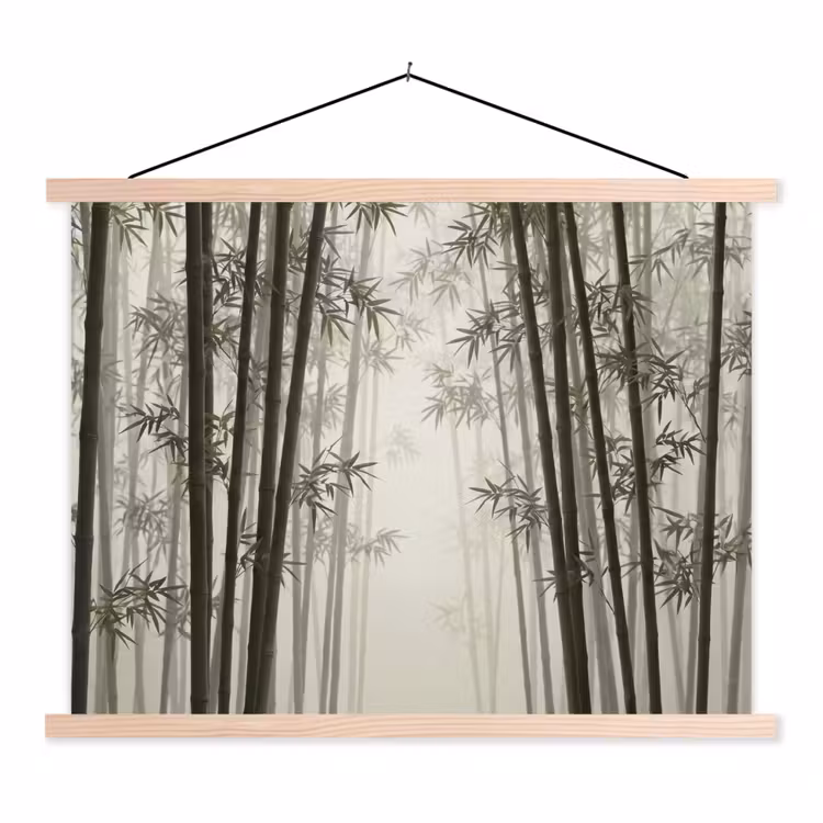 Schoolplaat - Bamboe - Bos - Mist - Natuur — 1