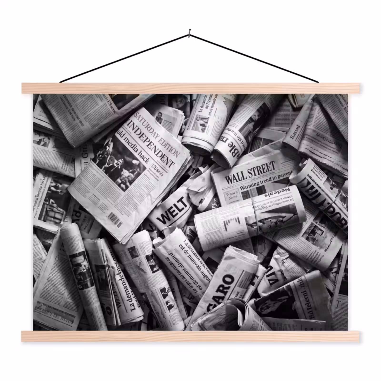 Schoolplaat - Krant - Stapel - Nieuws - Zwart-wit — 1
