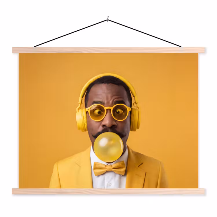 Schoolplaat - Man - Bubblegum - Portret - Geel - Modern — 1