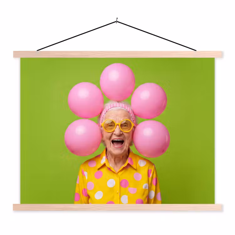 Schoolplaat - Mens - Ballonnen - Feest - Kleurrijk - Roze — 1