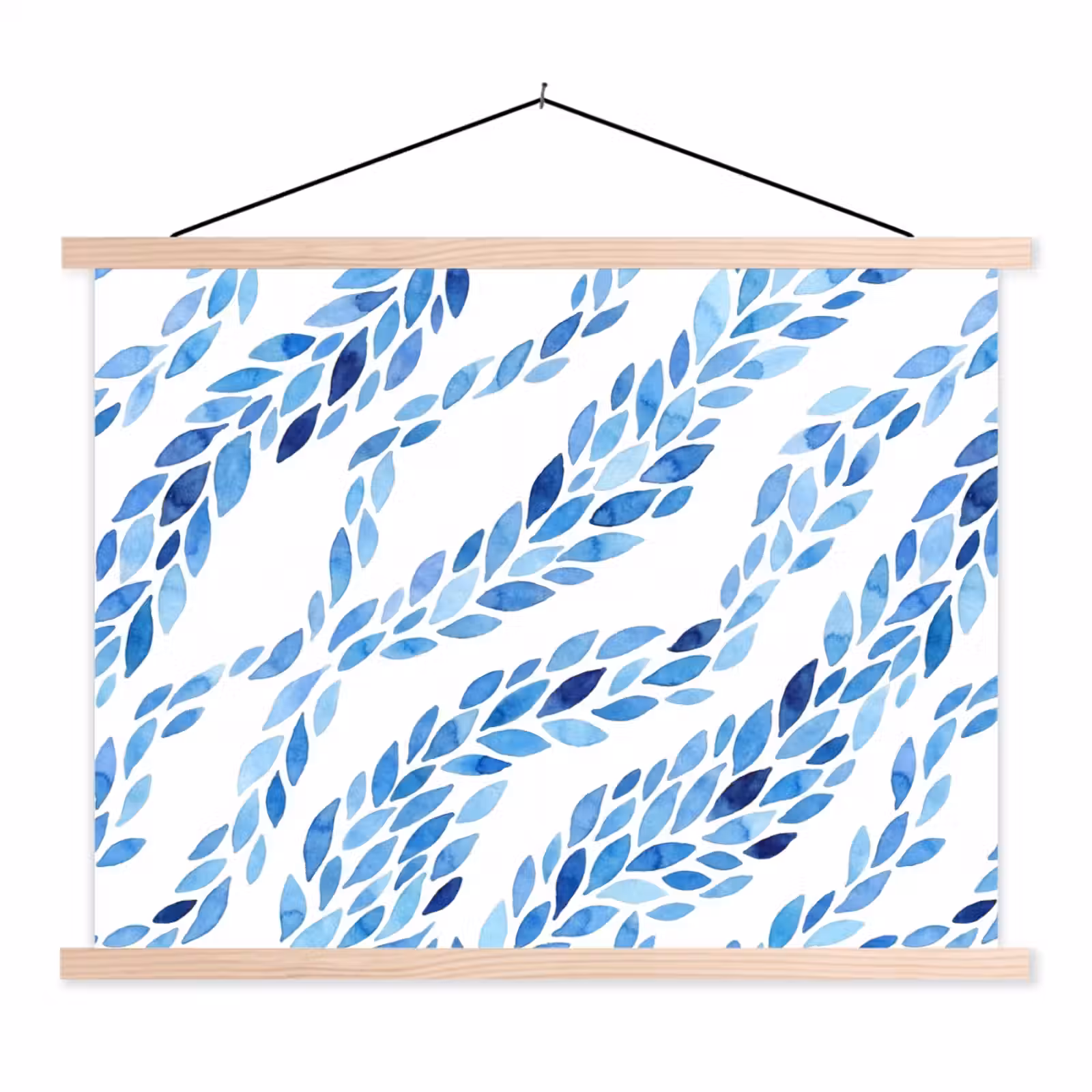 Schoolplaat - Bladeren - Aquarel - Patroon - Modern - Blauw — 1