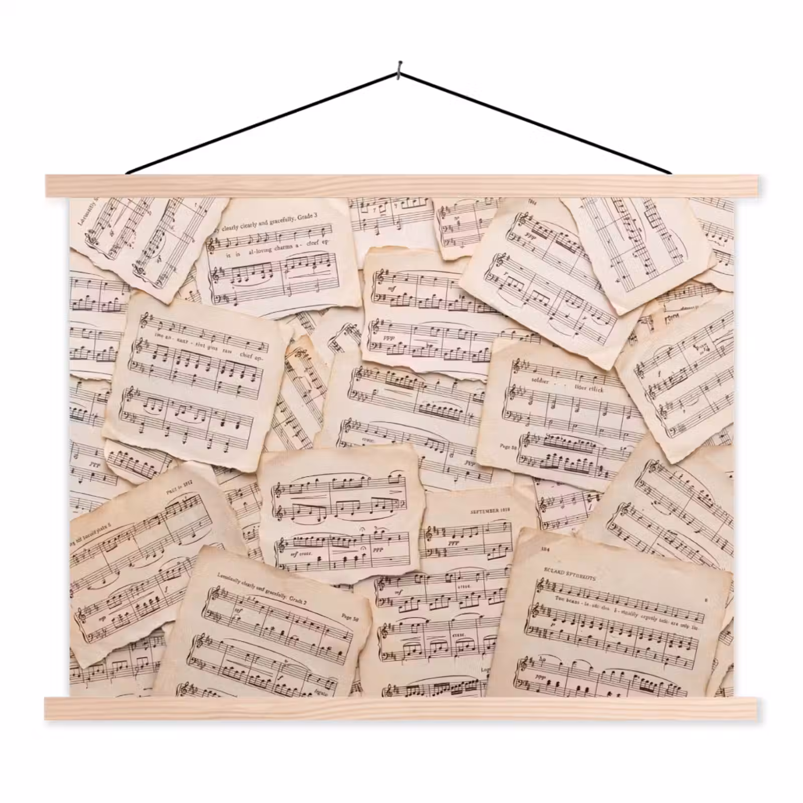 Schoolplaat - Bladmuziek - Oud - Noten - Vintage - Beige — 1