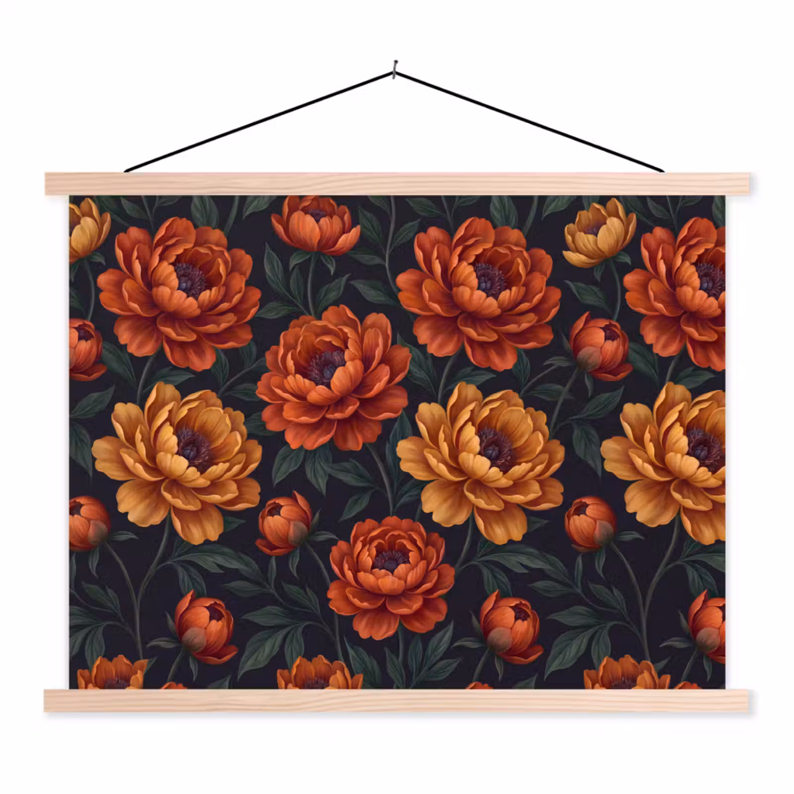 Schoolplaat - Bloemen - Bladeren - Natuur - Modern - Oranje — 1