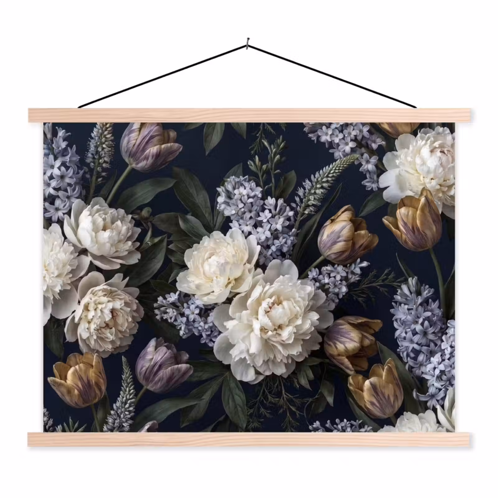 Schoolplaat - Bloemen - Donker - Elegant - Natuur - Wit — 1