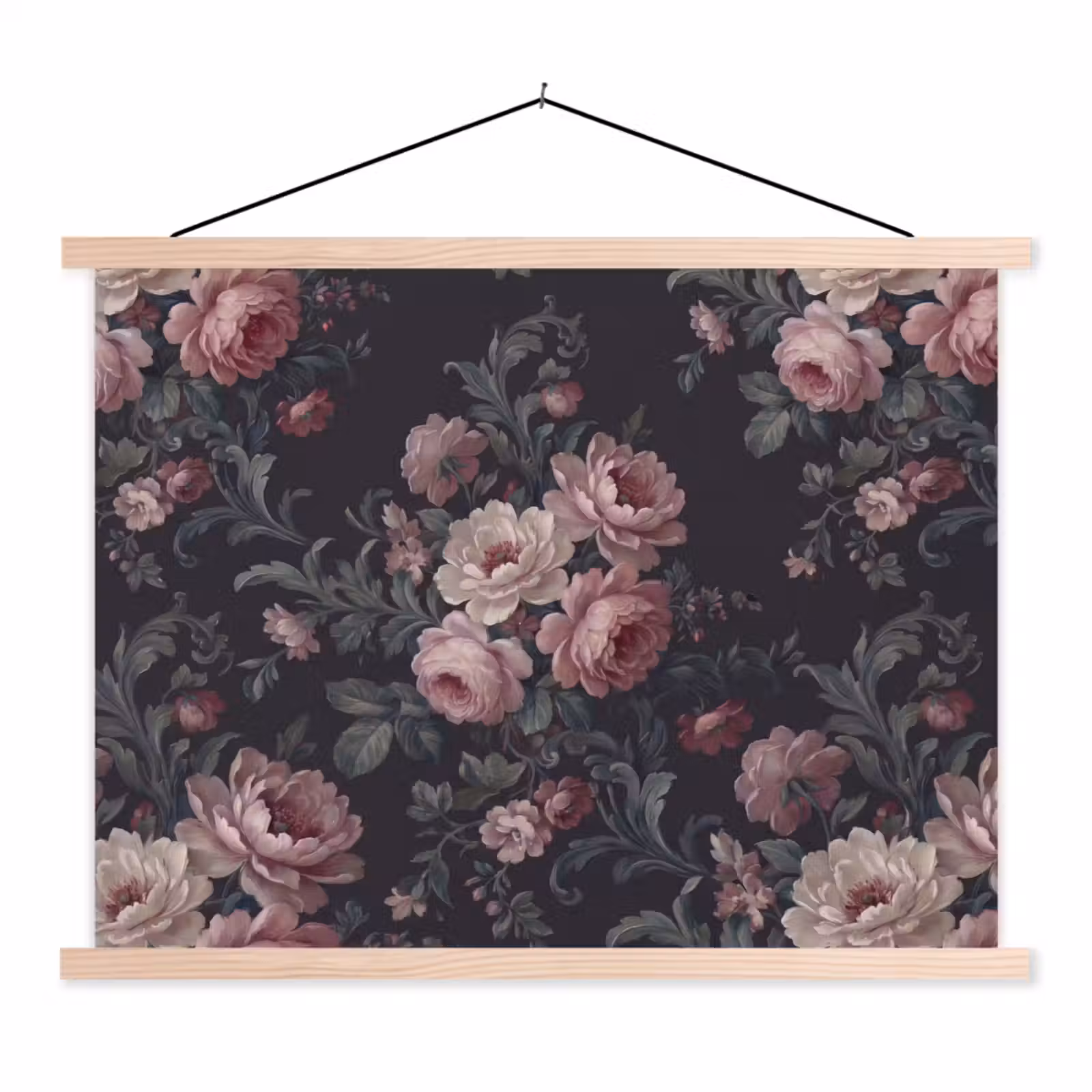 Schoolplaat - Bloemen - Patroon - Sierlijk - Roze - Donker — 1