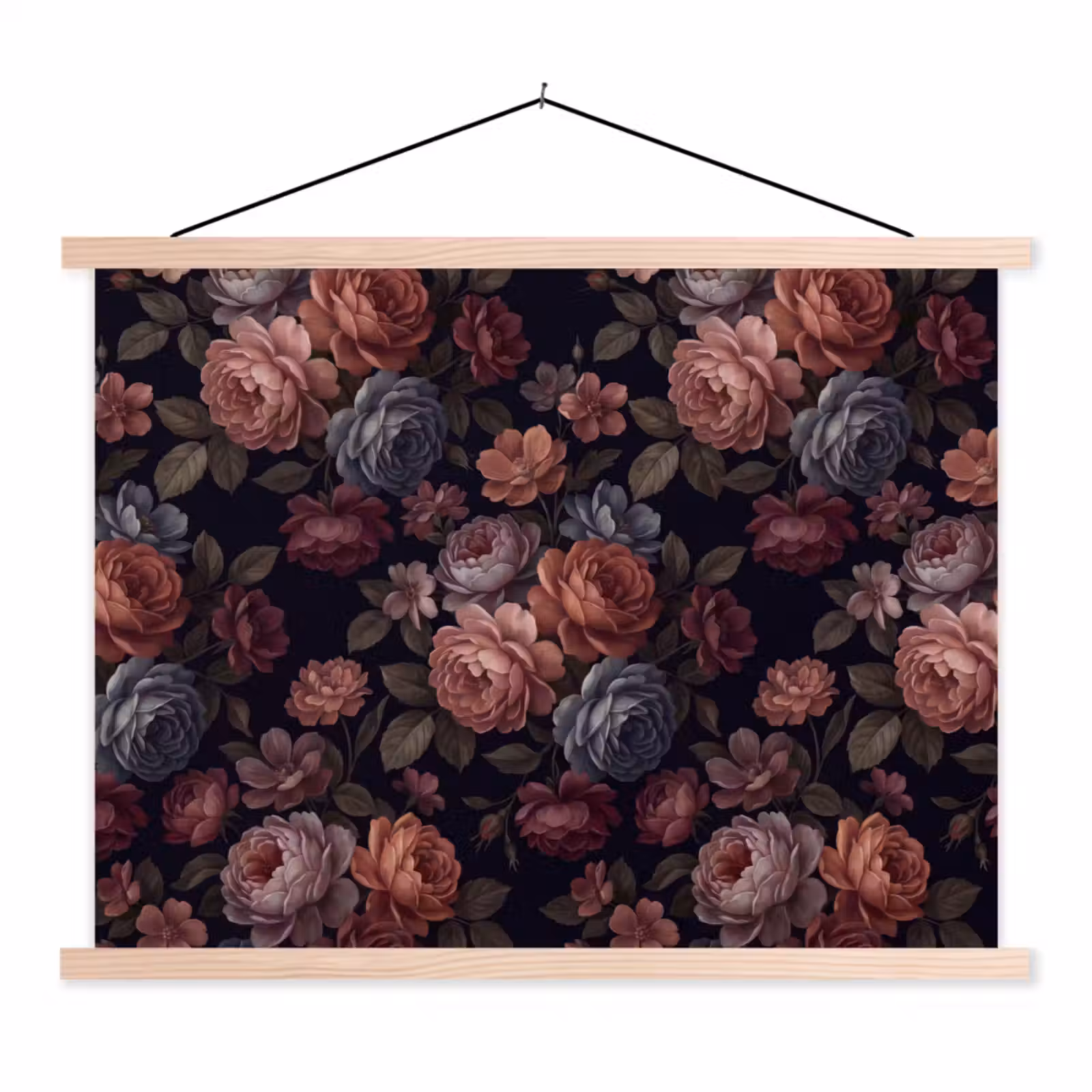 Schoolplaat - Bloemen - Patroon - Vintage - Donker - Roze — 1
