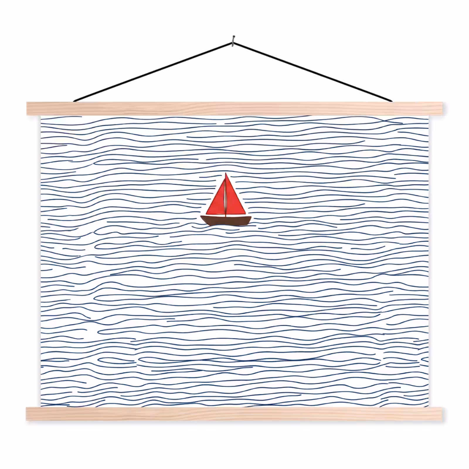 Schoolplaat - Boot - Water - Rood - Illustratie - Minimalistisch — 1