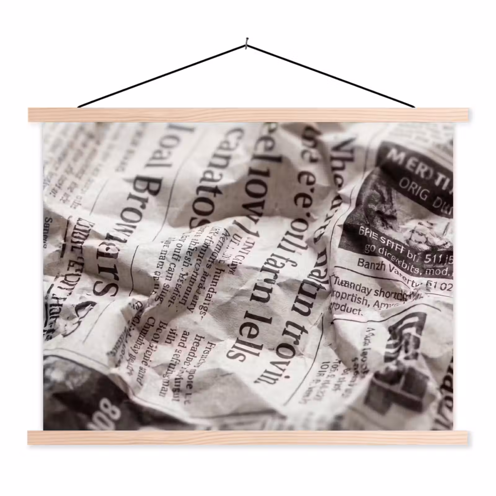 Schoolplaat - Krant - Gekreukeld - Textuur - Vintage - Zwart-wit — 1