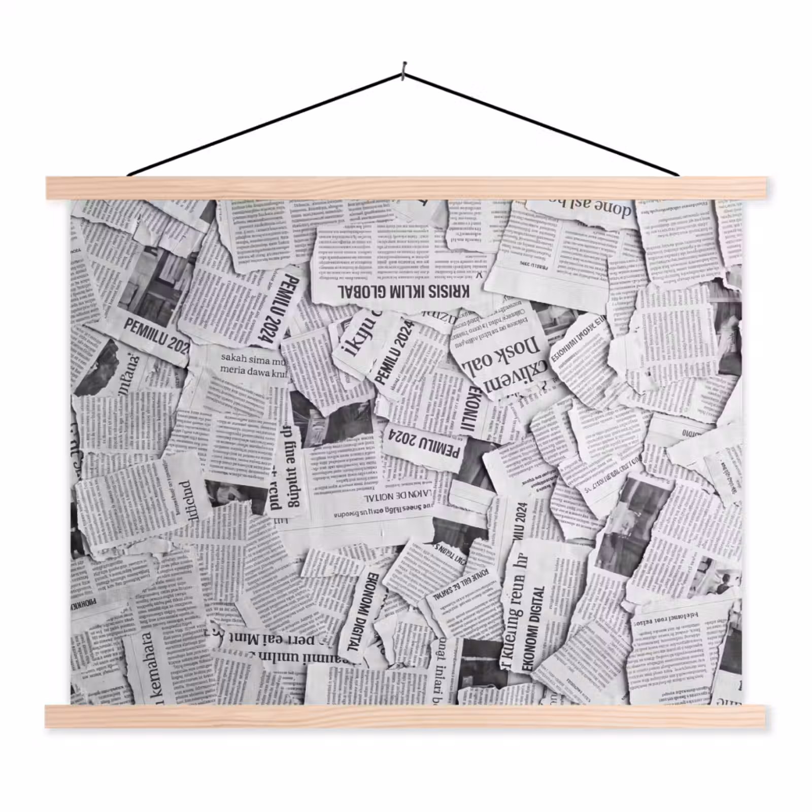 Schoolplaat - Krant - Versnipperd - Textuur - Zwart-wit - Abstract — 1