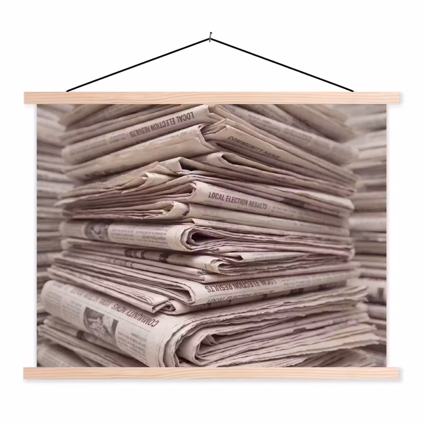 Schoolplaat - Kranten - Stapel - Nieuws - Vintage - Beige — 1