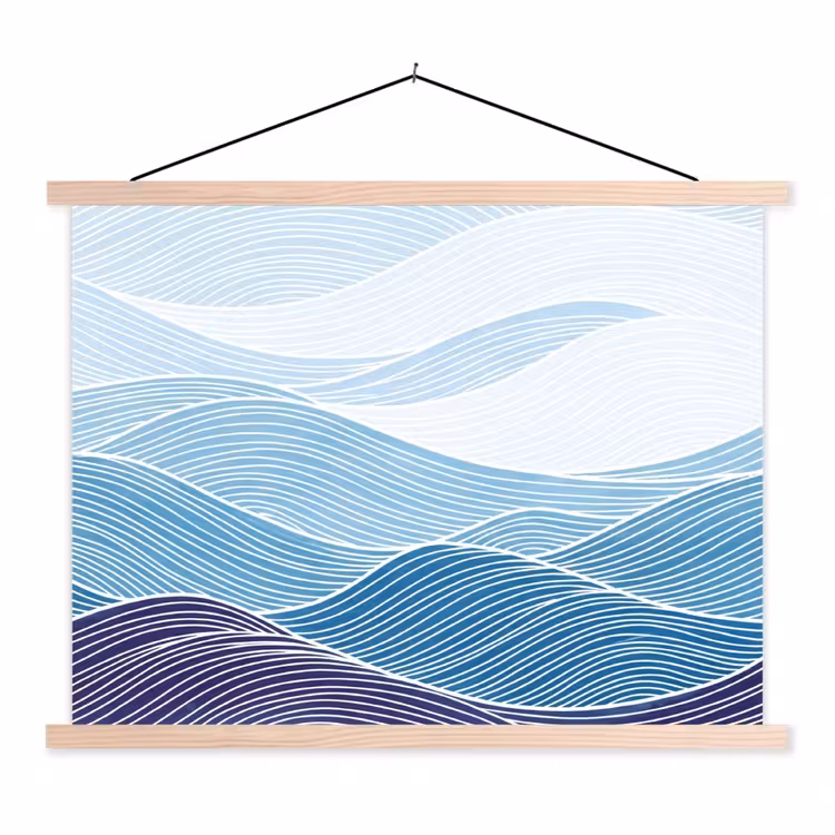 Schoolplaat - Abstract - Golven - Patroon - Blauw - Modern — 1