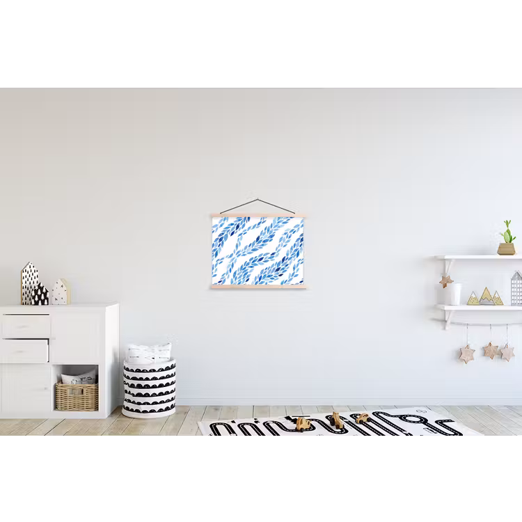 Schoolplaat - Bladeren - Aquarel - Patroon - Modern - Blauw — 3
