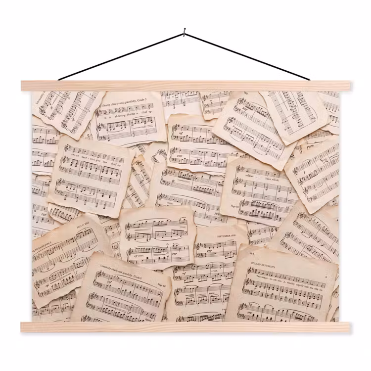 Schoolplaat - Bladmuziek - Oud - Noten - Vintage - Beige — 1
