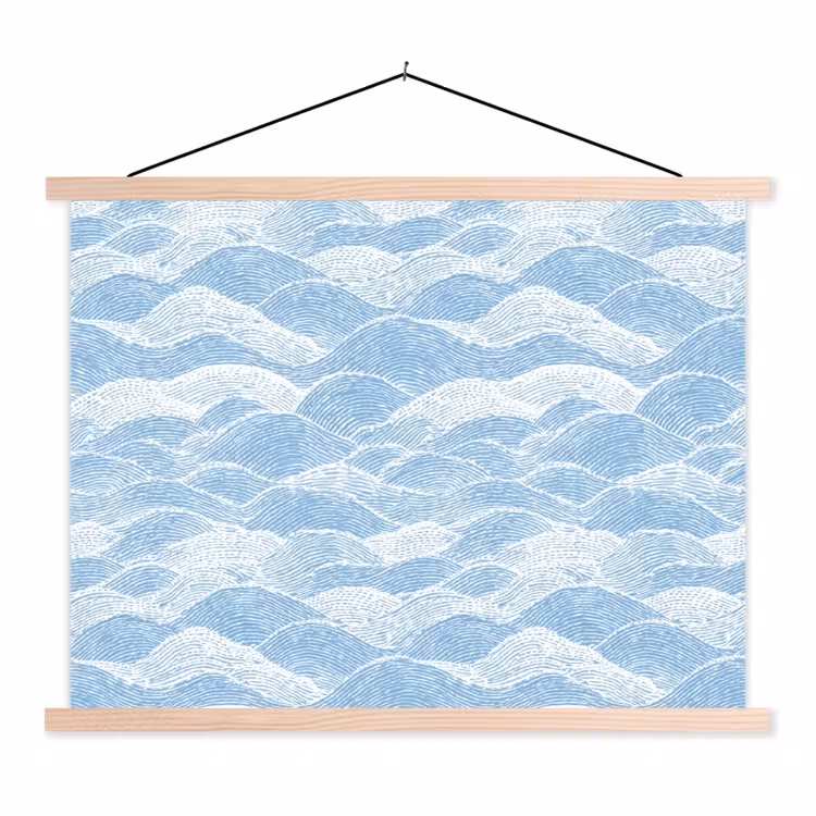 Schoolplaat - Blauw - Wit - Golven - Getekend — 1