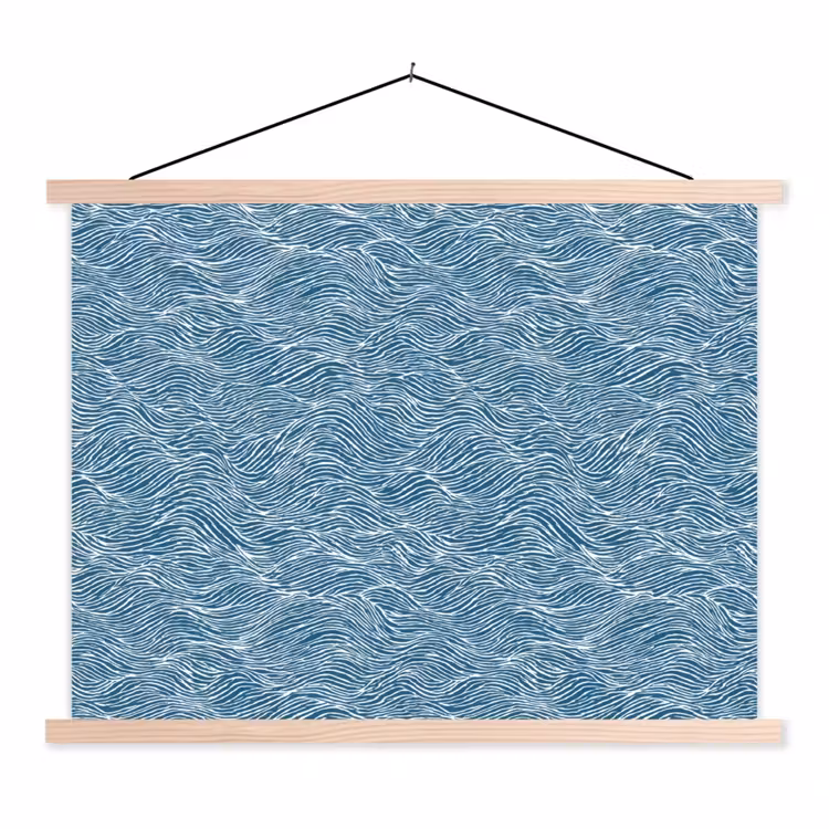 Schoolplaat - Blauw - Wit - Golven - Getekend - Textuur — 1