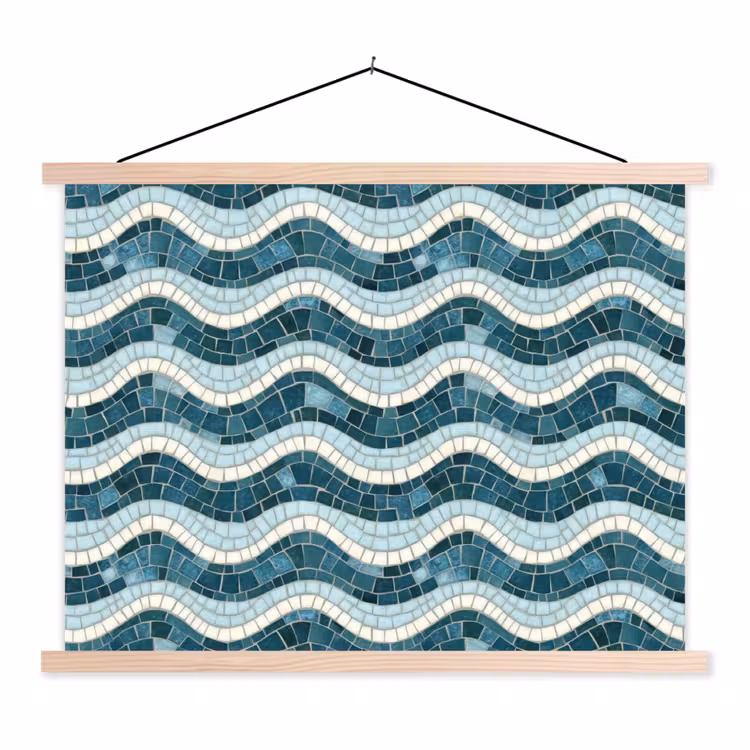 Schoolplaat - Blauw - Wit - Mozaïek - Golvend — 1