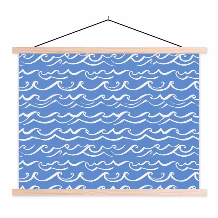 Schoolplaat - Blauw - Wit - Simpel - Getekend - Golven — 1