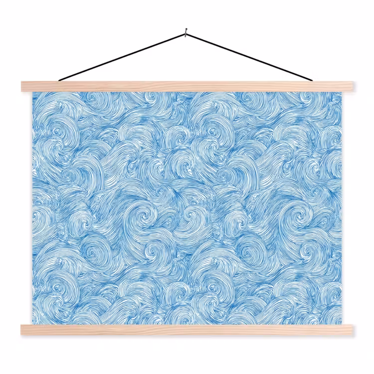 Schoolplaat - Blauw - Wit - Spiraal - Golven - Lijnen — 1