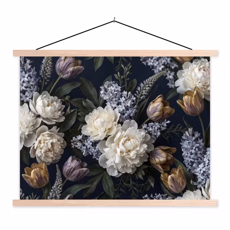 Schoolplaat - Bloemen - Donker - Elegant - Natuur - Wit — 1