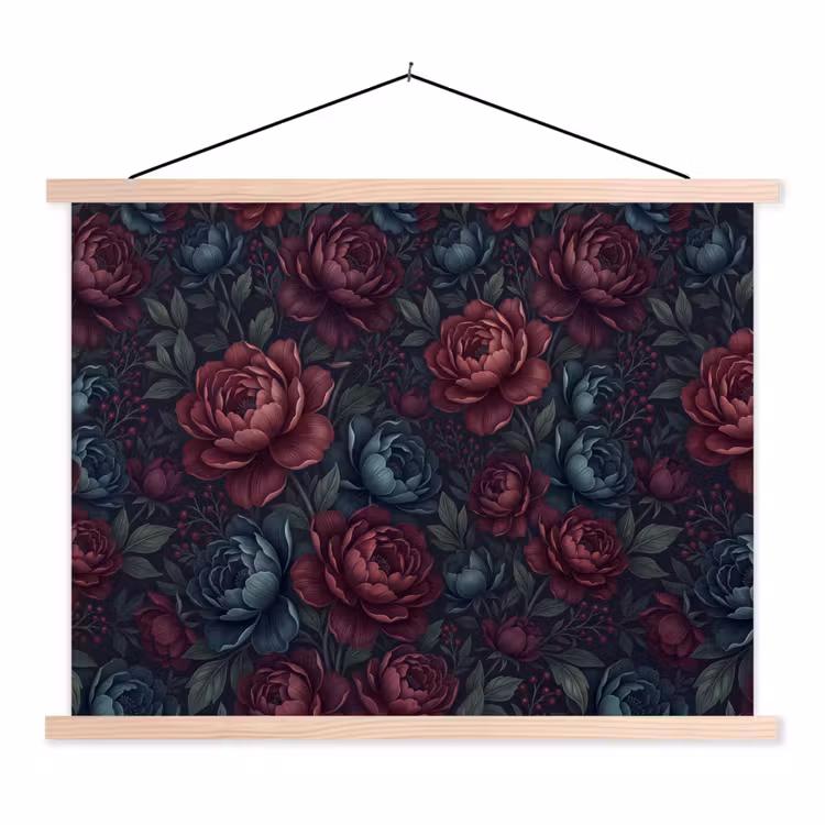 Schoolplaat - Bloemen - Patroon - Natuur - Klassiek - Donker — 1