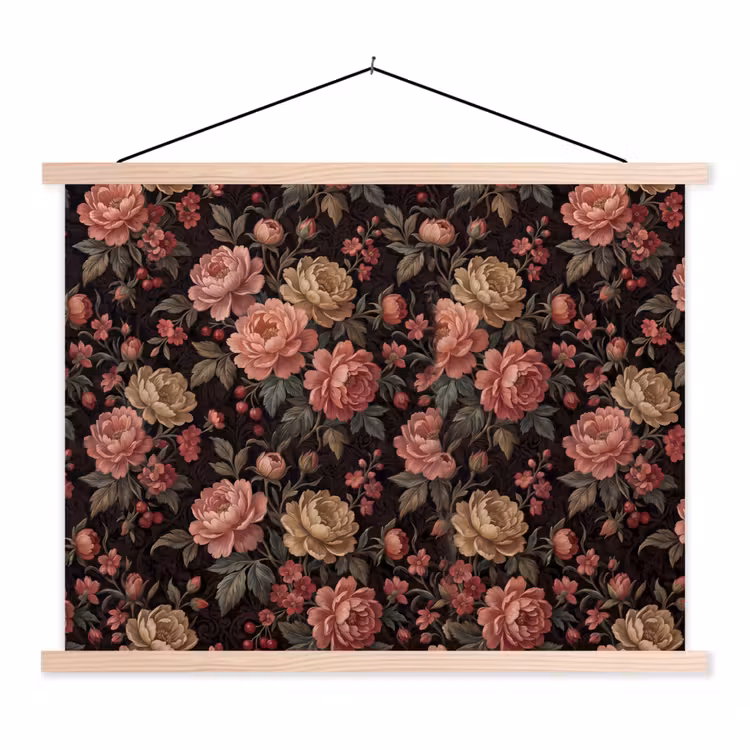 Schoolplaat - Bloemen - Patroon - Natuur - Vintage - Roze — 1