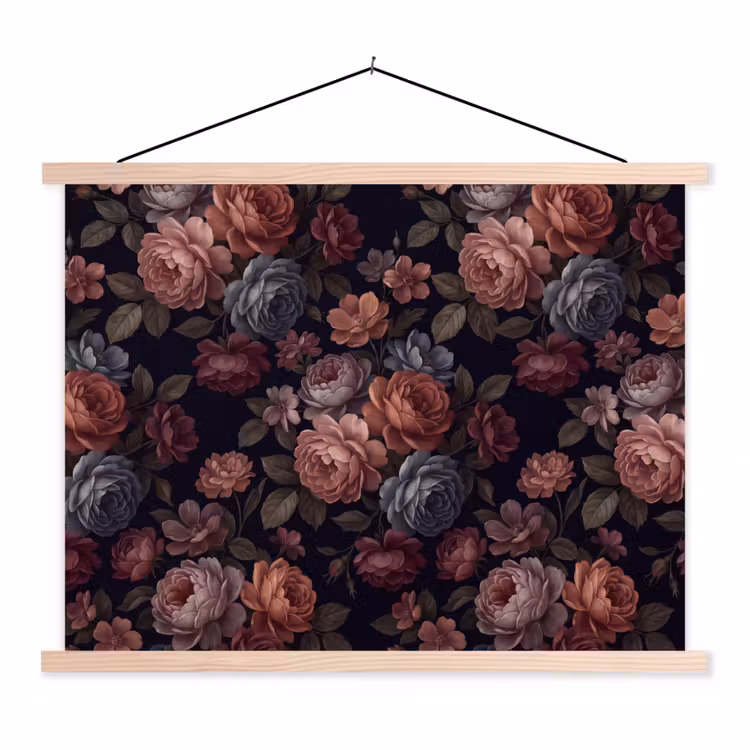Schoolplaat - Bloemen - Patroon - Vintage - Donker - Roze — 1