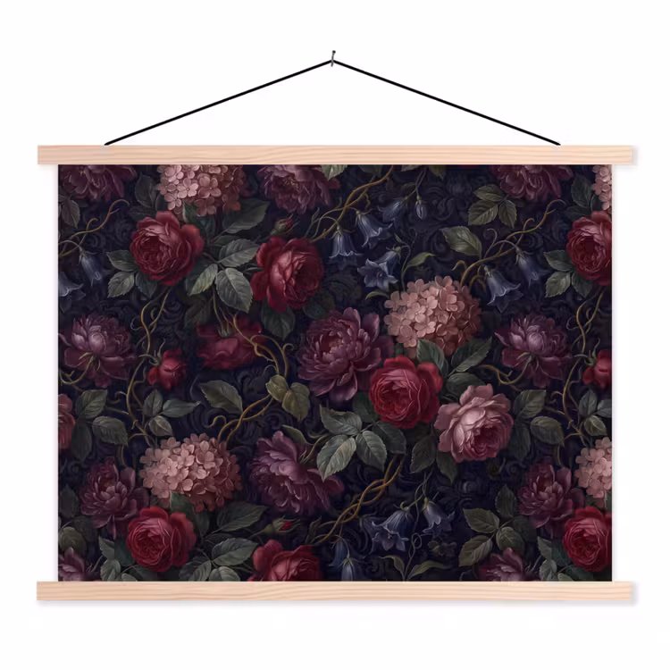 Schoolplaat - Bloemen - Rood - Klassiek - Donker - Patroon — 1