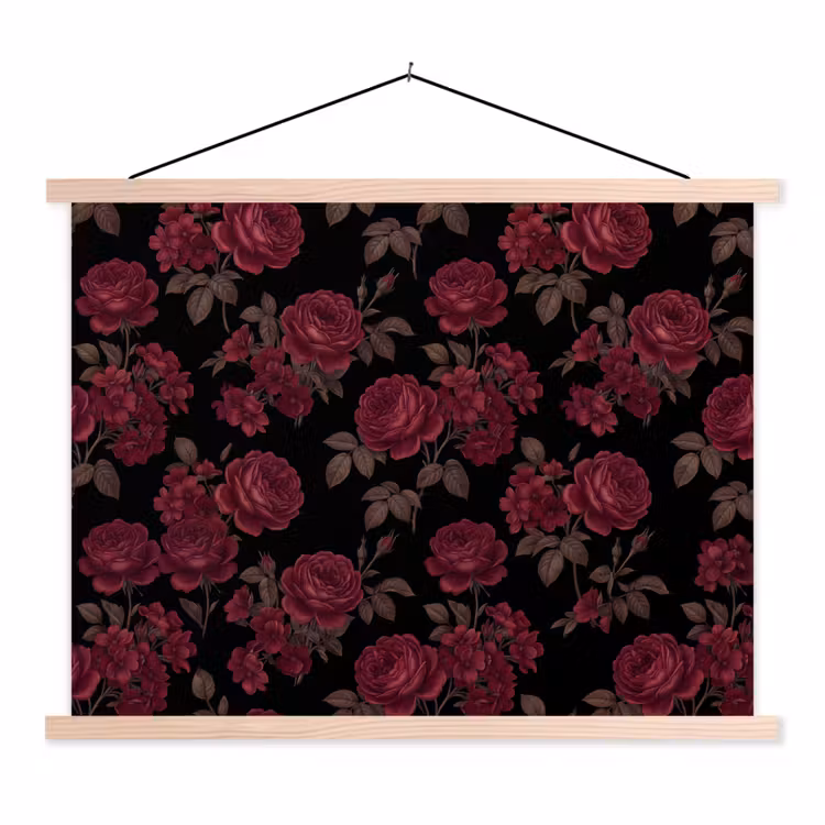 Schoolplaat - Bloemen - Roos - Patroon - Klassiek - Rood — 1