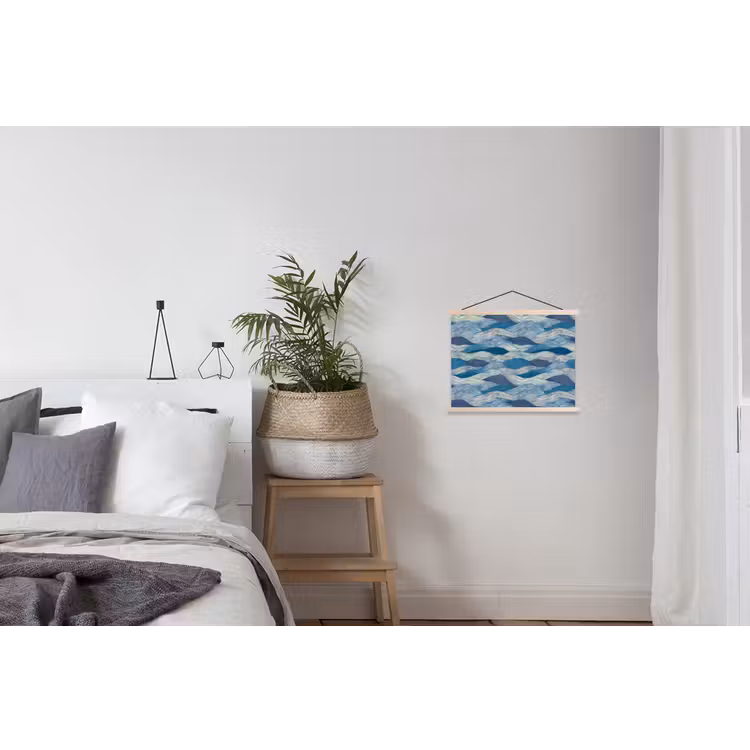 Schoolplaat - Getekend - Blauw - Wit - Golvend - Streepjes — 2