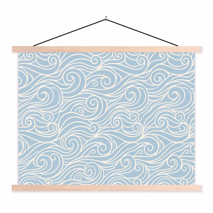 Schoolplaat - Golf - Abstract - Natuur - Modern - Blauw — 1