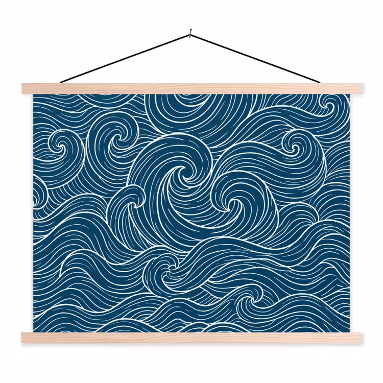 Schoolplaat - Golven - Spiraal - Water - Abstract - Blauw — 1