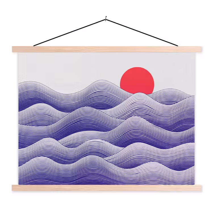 Schoolplaat - Golven - Zon - Natuur - Abstract - Rood — 1